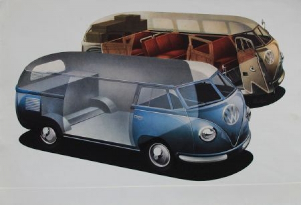 Volkswagen T1 Transporter Modelprogram 1953 Carbrochure-Map with 2 brochures (6693)